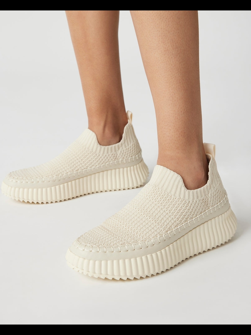 Steve Madden Samhara In Katie Cream Knit Slip-On Platform Sneakers 9.5